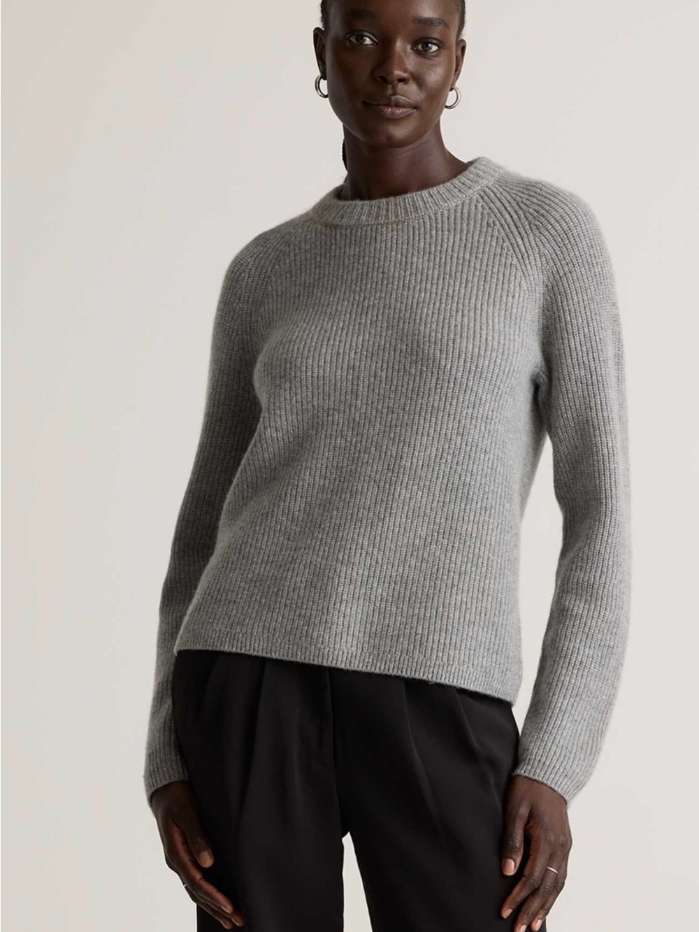 Quince Mongolian cashmere fisherman crewneck Sweater - Gray